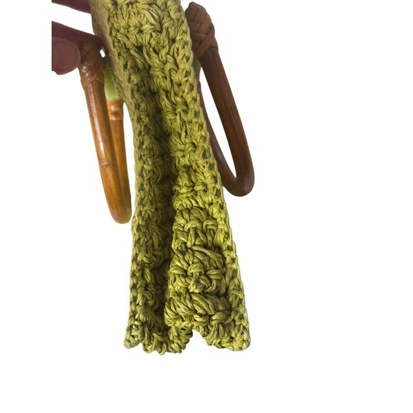 Fossil Straw Mini Satchel Bag Purse Green Double Handle Wood bv - Picture 4 of 7